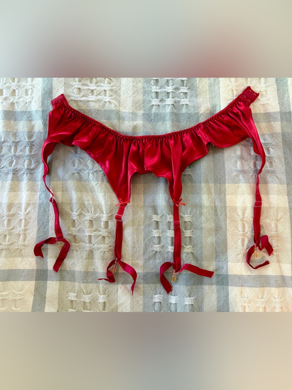 Cerie red ruffle garter belt